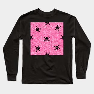 Bitty Skulls - Hot Pink Glitter Long Sleeve T-Shirt